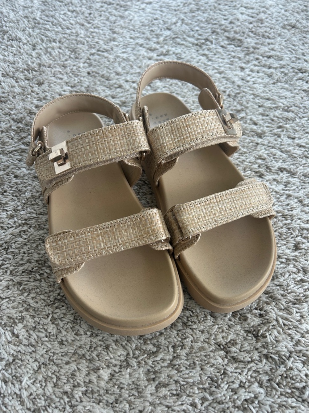NWOT A New Day Double Strap Neutral Tan Woven Sandals